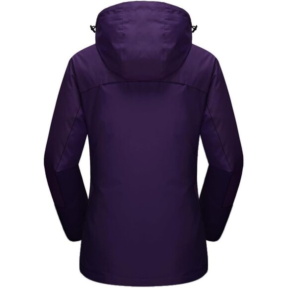 Women's Dark White Purple Winter Snow Ski Jacket Coats Waterproof Fleece Lined - Picture 2 of 7